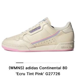 NWT Womens Adidas Continental 80 Size 8.5 Ecru Tint Pink